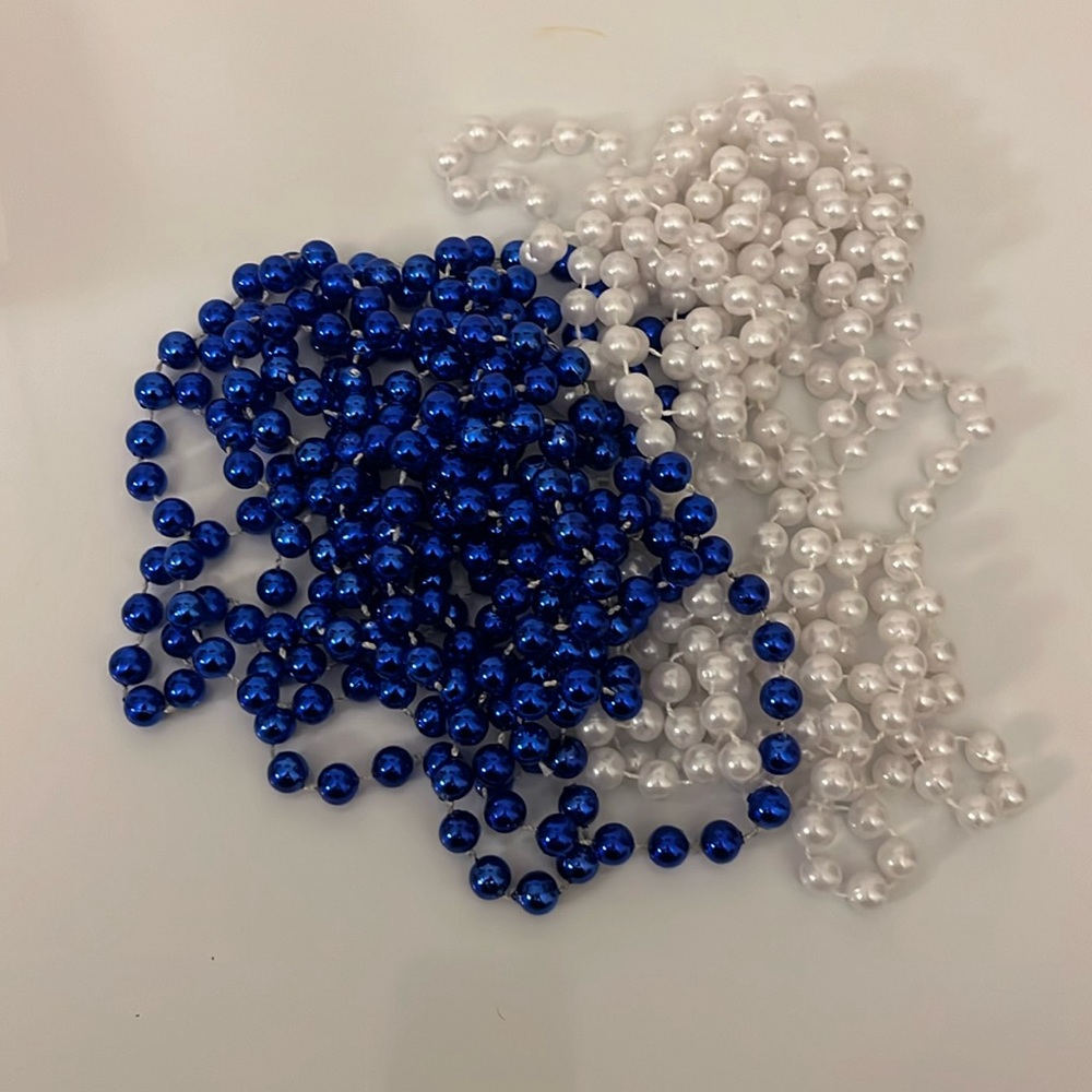 $2 Add-On Two Christmas Tree Garlands Beads Blue White Beaded Holiday Decor
